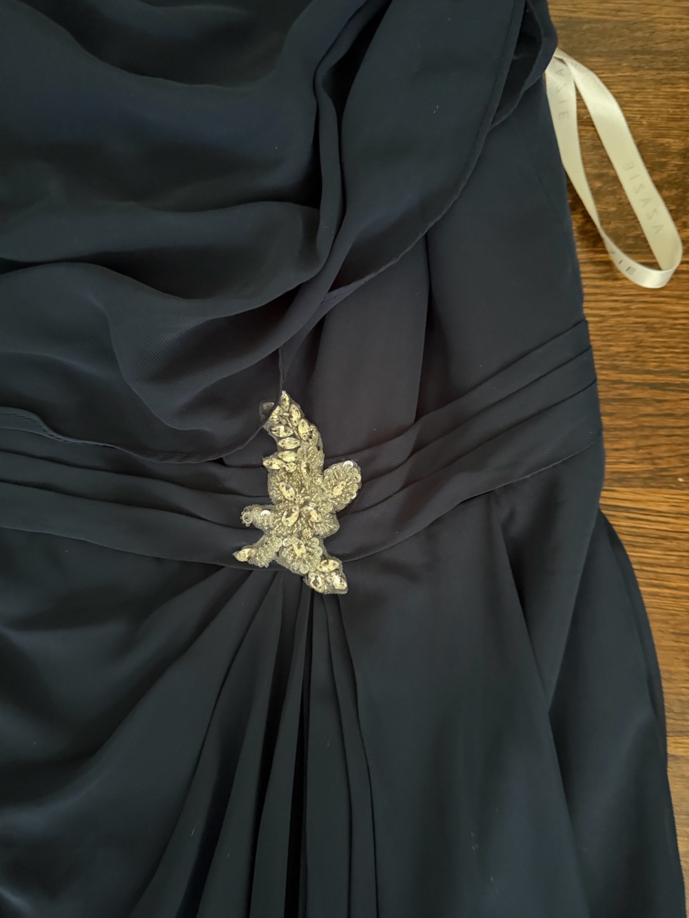 Azazie Navy Evening Dress - Picture 3 of 9